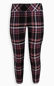 5 torrid pink plaid pull on pixie pant luxe Ponte